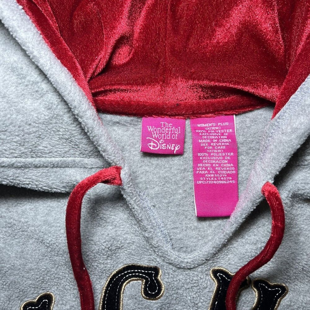 Disney Hoodie Women 1X Plus Mickey Mouse Athletics Gray Sweatshirt Resort Cruise - Picture 3 of 6